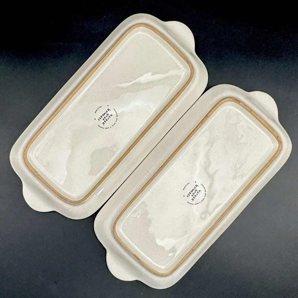 Vintage Ceramica Nova Deruta Italy Majolica Serving Trays Set 2 Hand Painted